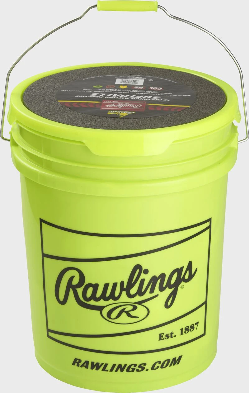 Rawlings 6 Gallon Bucket Of 12" Batting Practice Softballs, 12 Or 18 Balls 3 Rawlings 6 Gallon Bucket Of 12" Batting Practice Softballs, 12 Or 18 Balls