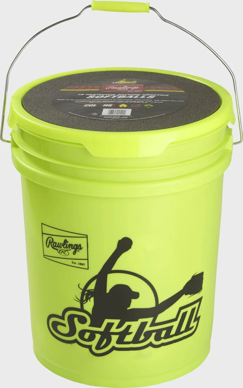 Rawlings 6 Gallon Bucket Of 12" Batting Practice Softballs, 12 Or 18 Balls 4 Rawlings 6 Gallon Bucket Of 12" Batting Practice Softballs, 12 Or 18 Balls - Image 2